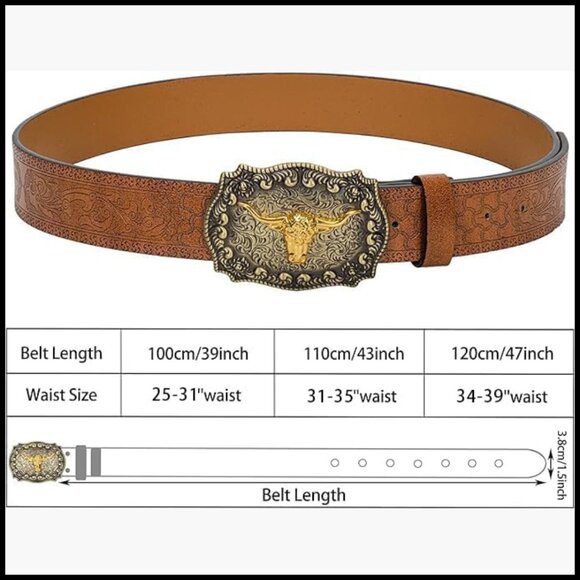 Western Cowgirl PU Leather Belt with Turquoise Oval Buckle